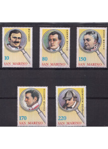 1979 San Marino Personaggi Letteratura Poliziesca 5 valori nuovi Sassone 1019-23